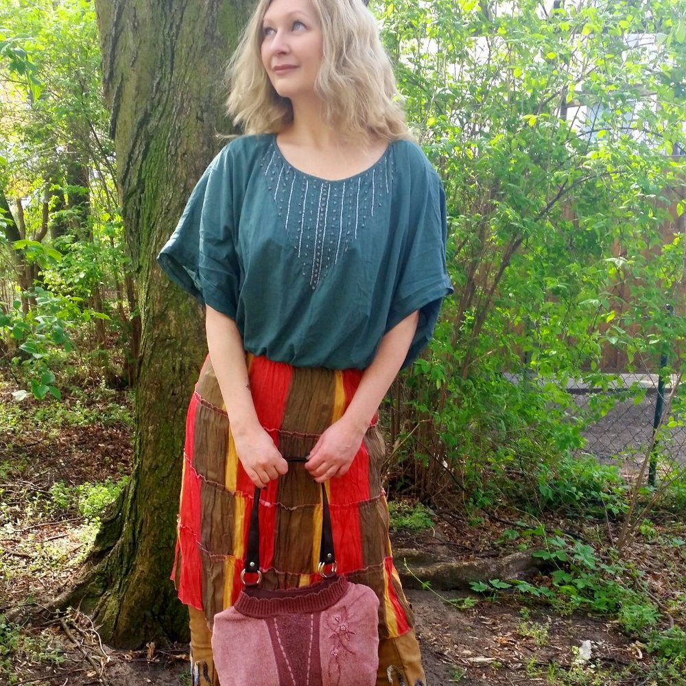 Me Made Hand Dyed Dolman Sleeved Boho Dress (M/L)
